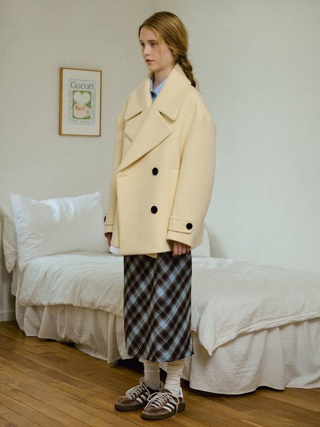 Oversized Double Wool Pea Coat Butter Milk - GOCORI - BALAAN 3