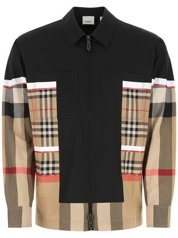 Hamel Oversized Zip-Up Jacket Black Beige - BURBERRY - BALAAN 1