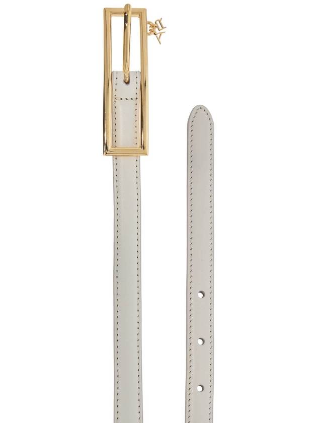 slim white leather belt with logo charm 1.5cm - ALESSANDRA RICH - BALAAN 2