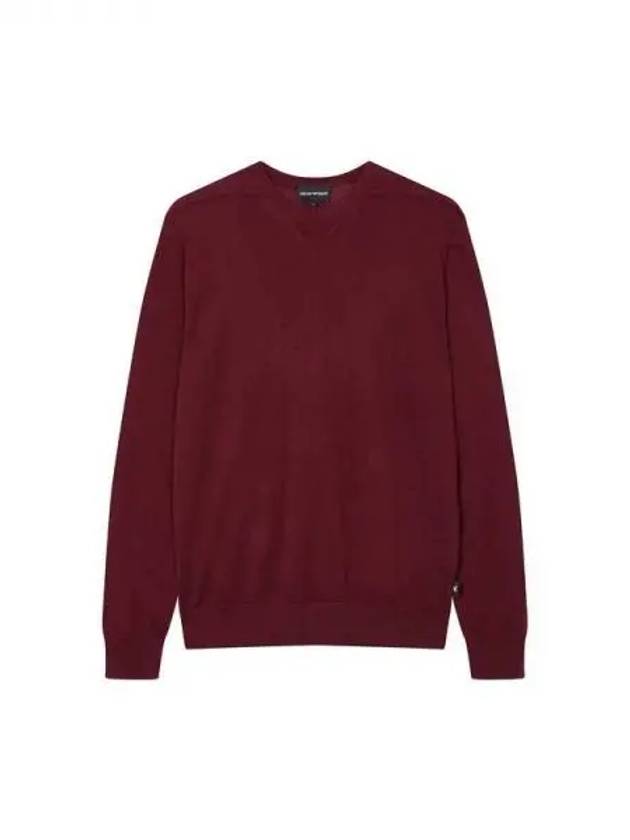 Men s wool blend crew neck knit burgundy 270913 - EMPORIO ARMANI - BALAAN 1