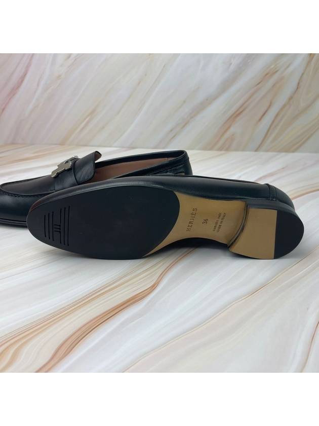 Paris Loafers Goatskin Palladium Noir - HERMES - BALAAN 6