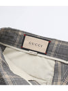 Prince Of Wales Wool Linen Wide Pants Grey - GUCCI - BALAAN 6