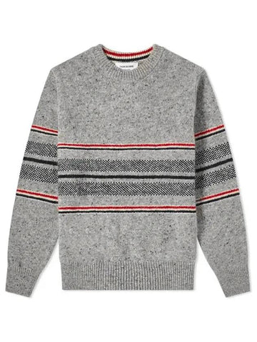 Seasonal Birdseye Jacquard Knit Top Gray - THOM BROWNE - BALAAN.