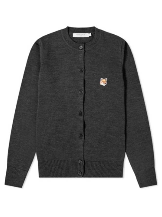 Maison Kitsune Fox Head Wool Cardigan Gray HW00521KT1036 - MAISON KITSUNE - BALAAN 1