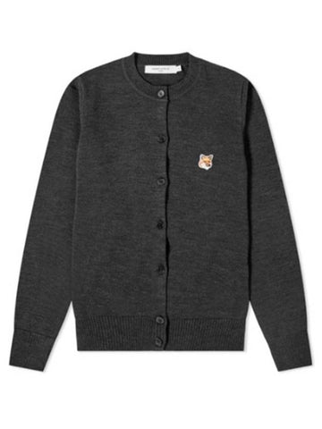 Maison Kitsune Fox Head Wool Cardigan Gray HW00521KT1036 - MAISON KITSUNE - BALAAN 1