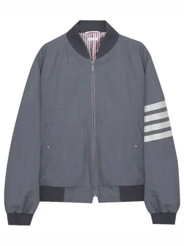 Diagonal Stripe Plain Weaving Wool Blouson - THOM BROWNE - BALAAN 1