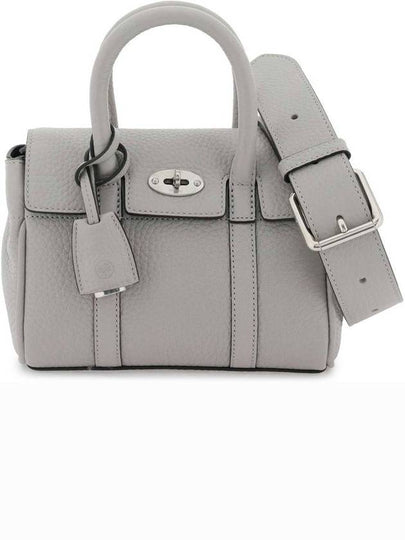 Bayswater Mini Heavy Grain Shoulder Bag Pale Grey - MULBERRY - BALAAN 2