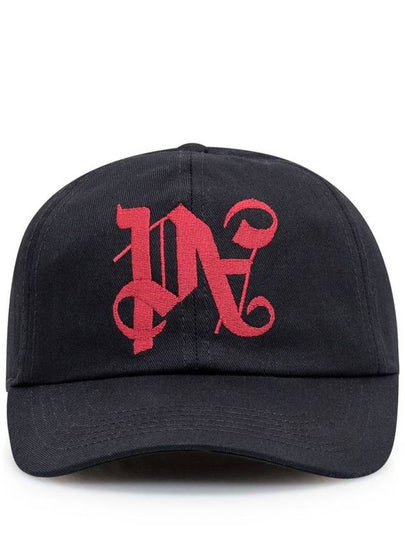 Embroidered monogram ball cap black - PALM ANGELS - BALAAN 2