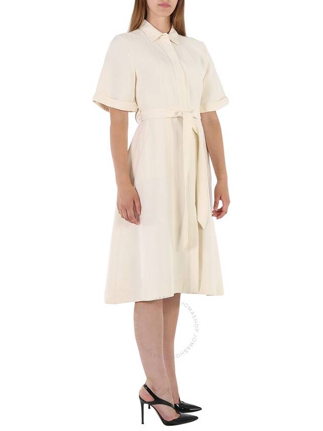 Women's Belt Short Sleeve Midi Dress White - BURBERRY - BALAAN 4