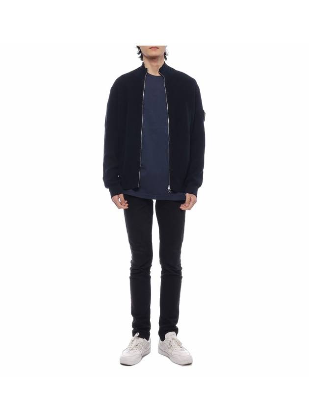 Wappen Patch Knit Zip-Up Jacket Navy - STONE ISLAND - BALAAN 4