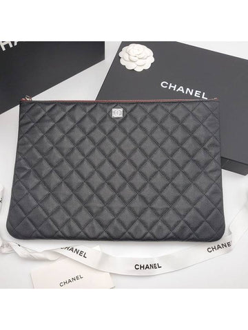 Classic Clutch Pouch Caviar Black Large Silver A82552 - CHANEL - BALAAN 1