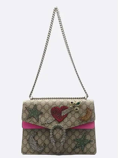 403348 GG logo crystal decoration Dionysus medium silver chain shoulder bag - GUCCI - BALAAN 1