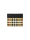 Checked Leather Card Wallet Beige - BURBERRY - BALAAN 3