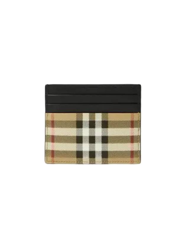 Checked Leather Card Wallet Beige - BURBERRY - BALAAN 3