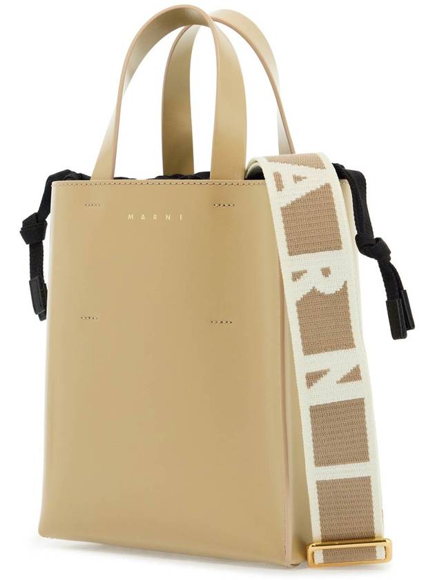 beige leather shopping bag with short handles and shoulder strap - MARNI - BALAAN 3