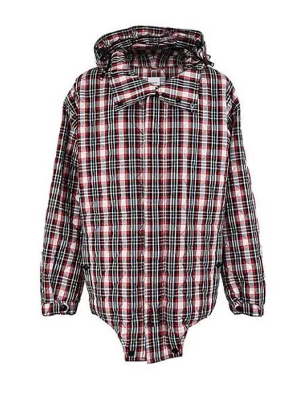 Men's Check Print Parka Red - BURBERRY - BALAAN 2