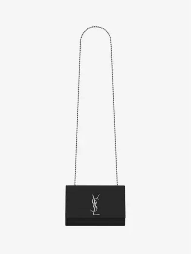 Kate Small Chain Bag In Grain de Poudre Leather Black - SAINT LAURENT - BALAAN 3