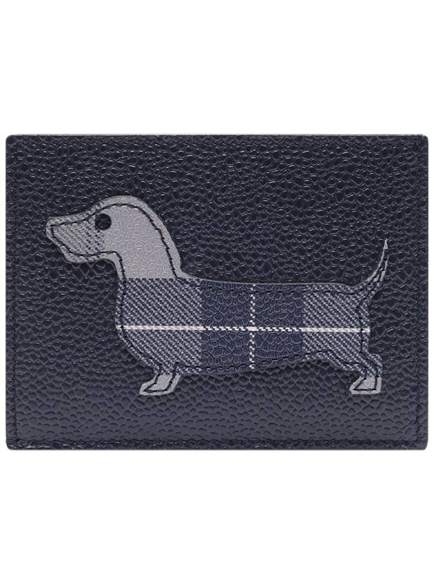 Tartan Check Hector Applique Card Wallet Navy - THOM BROWNE - BALAAN 5