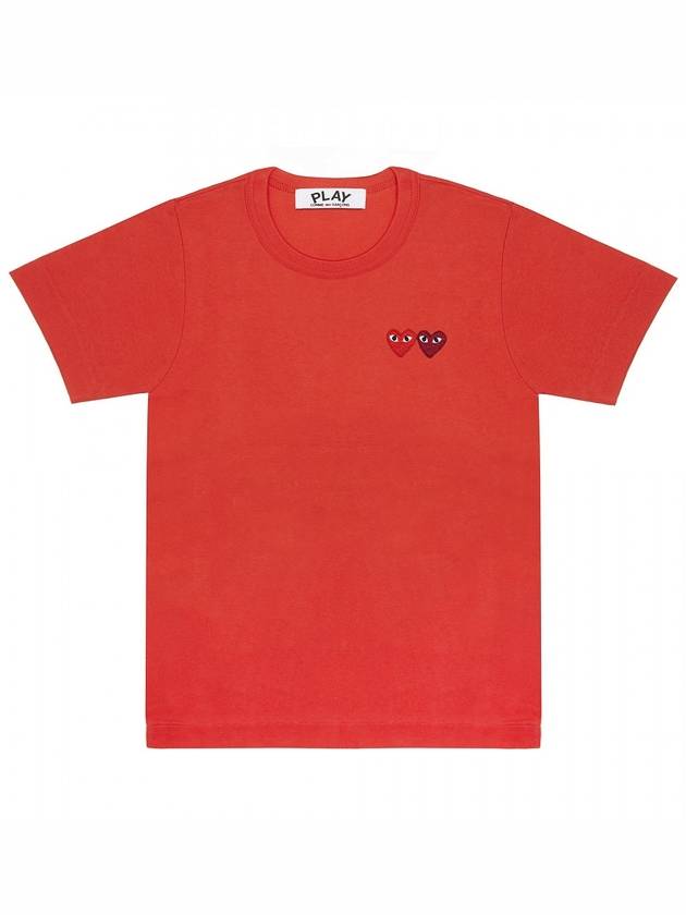 Double Heart Short Sleeve T Shirt Red - COMME DES GARCONS PLAY - BALAAN 2