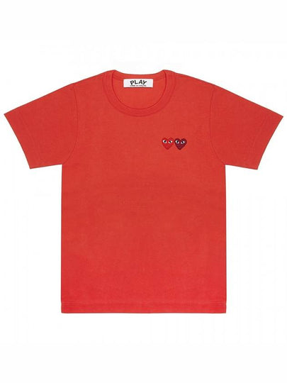 Double Heart Short Sleeve T Shirt Red - COMME DES GARCONS PLAY - BALAAN 2