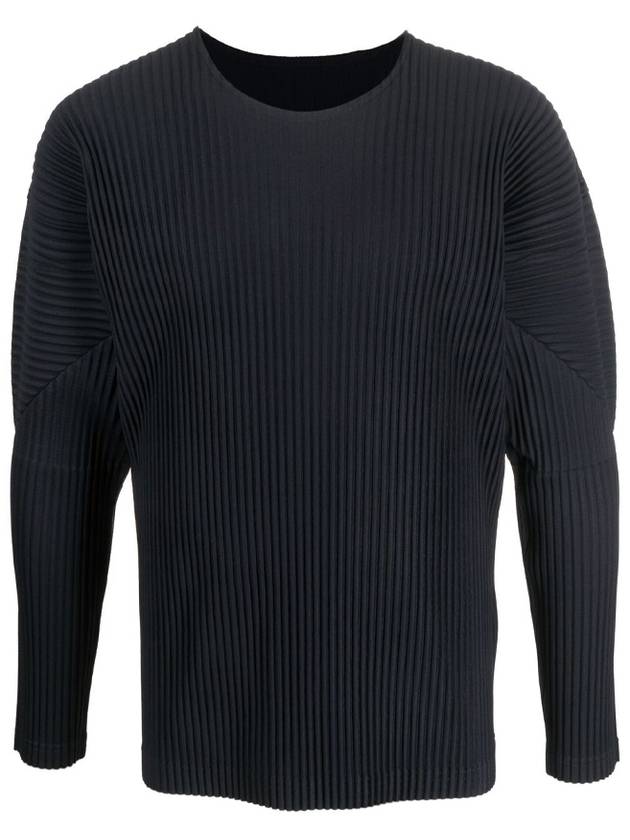 Pleated Long Sleeve T-Shirt Navy - ISSEY MIYAKE - BALAAN.