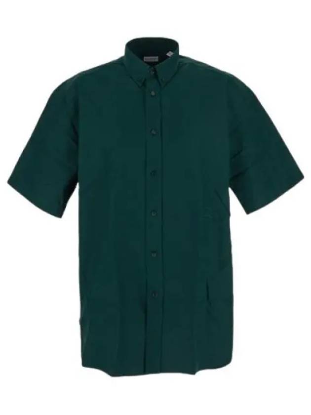 Cotton Oxford Short Sleeve Shirt Green - BURBERRY - BALAAN 2