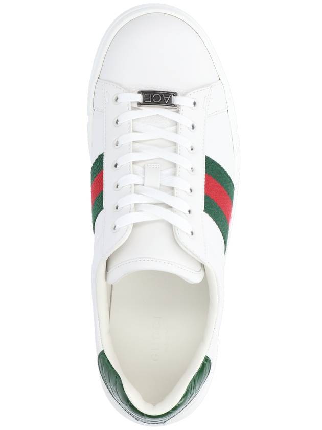 Ace Web Leather Low Top Sneakers White - GUCCI - BALAAN 6