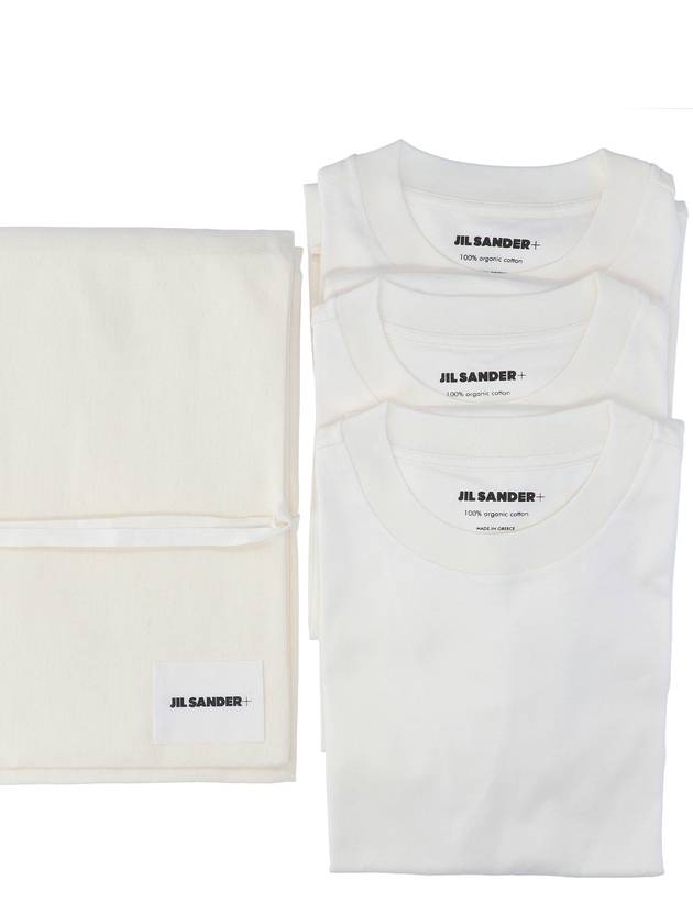 Logo Label Cotton 3 Pack Short Sleeve T-Shirt White - JIL SANDER - BALAAN 4