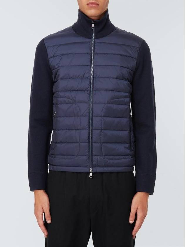 Padded Wool Zip-up Jacket Navy Blue - MONCLER - BALAAN 10