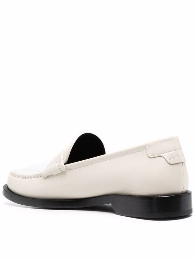 Le Loafer Penny Slippers In Smooth Leather Pearl - SAINT LAURENT - BALAAN 3