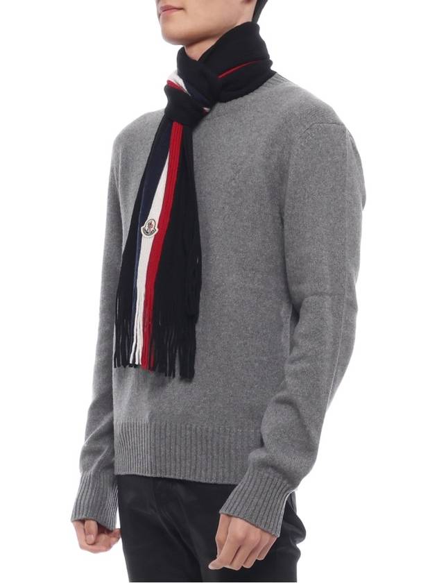 Men s Logo Patch Tricot Wool Muffler 3C00019 A9575 999 24F - MONCLER - BALAAN 4