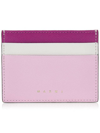 Saffiano Color Block Card Wallet Pink - MARNI - BALAAN 2