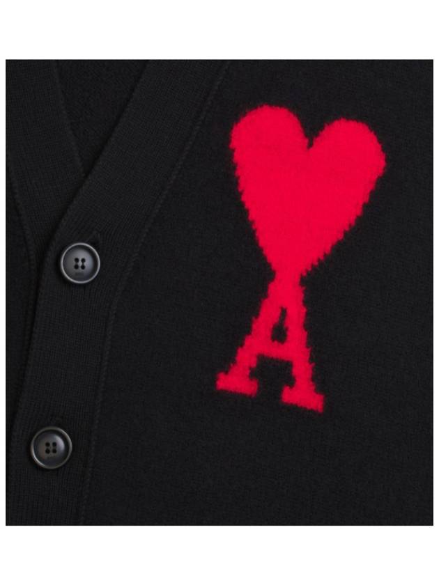 Big Heart Logo Wool Cardigan Black - AMI - BALAAN 5