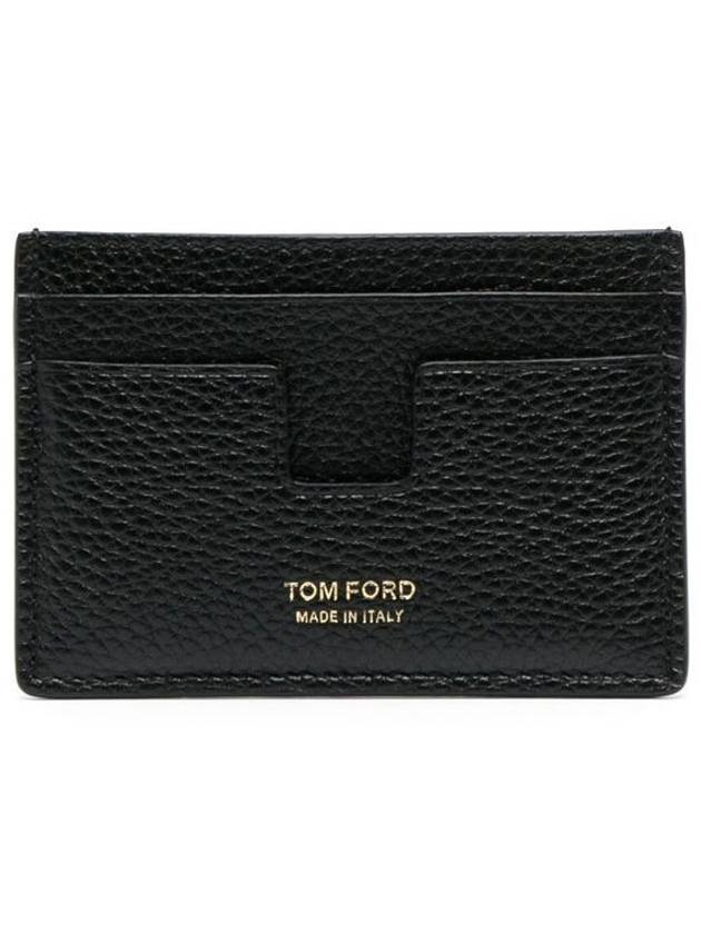 Classic Logo Grain Leather Card Wallet Black - TOM FORD - BALAAN 2