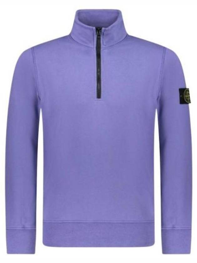 Logo Badge Half Zipper Cotton Fleece Knit Top Lavender - STONE ISLAND - BALAAN 2