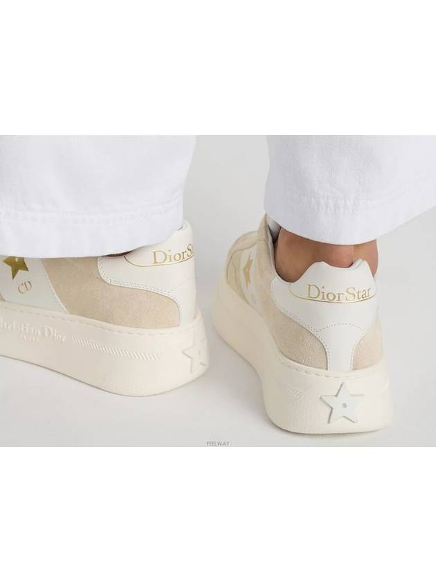 Dior Star Platform Sneakers Light Beige Suede Calf - DIOR - BALAAN 5