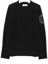 Embroidered Logo Crew Neck Lambswool Knit Top Black - STONE ISLAND - BALAAN 5