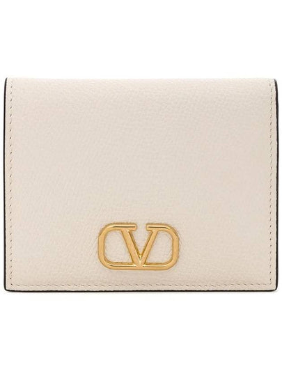 Compact V Logo Signature Calfskin Half Wallet Ivory - VALENTINO - BALAAN 2