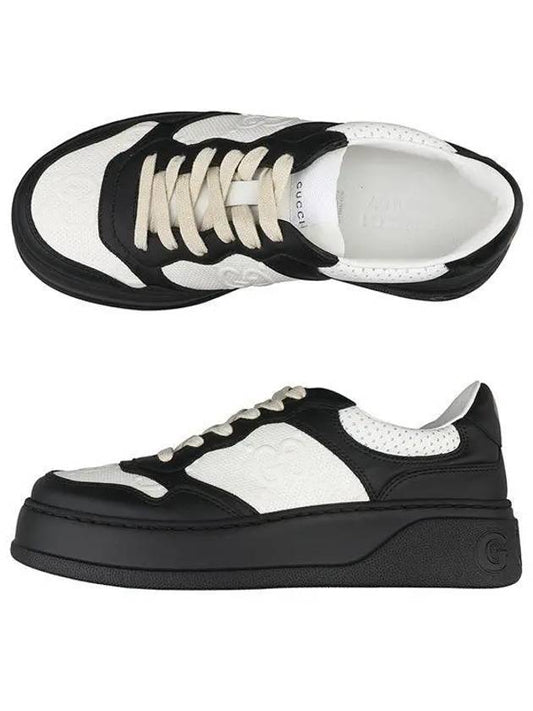 Men's GG Embossed Low Top Sneakers White Black - GUCCI - BALAAN 2