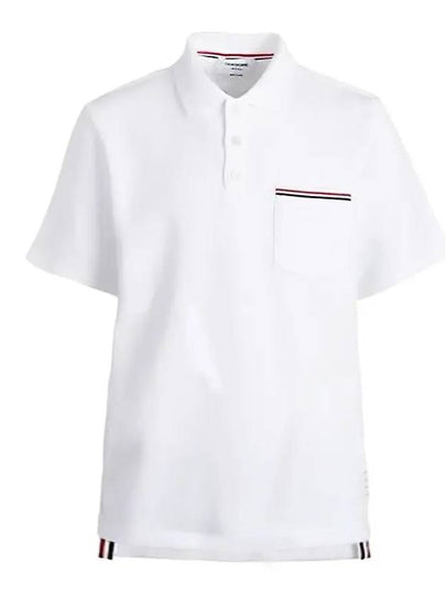 RWB Pocket Interlock Cotton Short Sleeve Polo Shirt White - THOM BROWNE - BALAAN 2