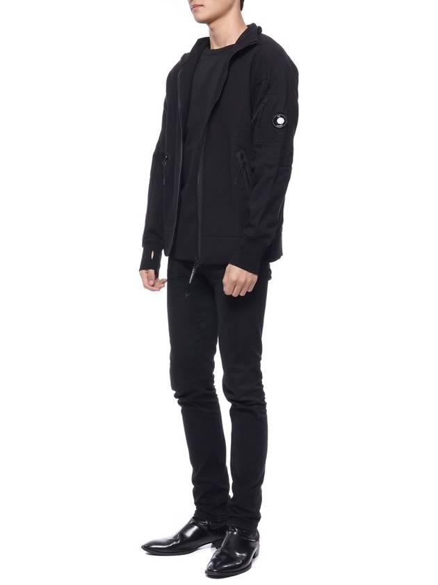 Diagonal Raised Fleece Zip-Up Jacket Black - CP COMPANY - BALAAN 5