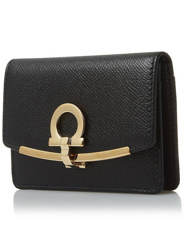 Gancini Calfskin Card Wallet Black - SALVATORE FERRAGAMO - BALAAN 3