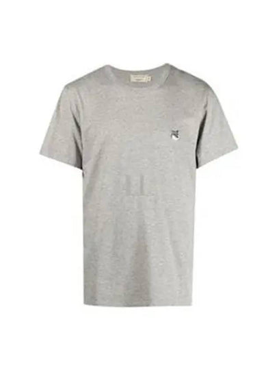 Grey Fox Head Patch Classic Short Sleeve T-Shirt Grey Melange - MAISON KITSUNE - BALAAN 2