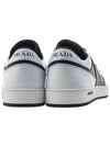 Men's Downtown Triangle Logo Leather Low Top Sneakers Black White - PRADA - BALAAN 5