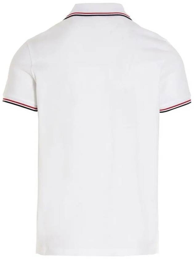 Stripe Trimming Logo Short Sleeve Polo Shirt White - MONCLER - BALAAN 4