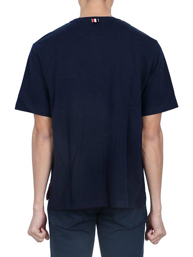 Cotton Oversized Pocket Short Sleeve T-Shirt Navy - THOM BROWNE - BALAAN 5