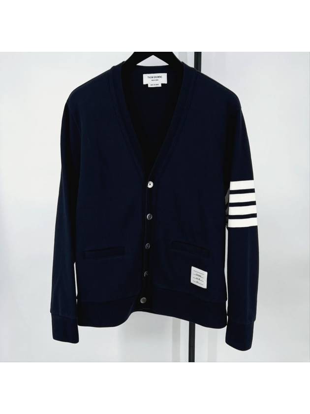 Cotton diagonal armband cardigan navy size 4 - THOM BROWNE - BALAAN 1