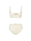 Logo Print Square Neck Bikini Ecru - JIL SANDER - BALAAN 1