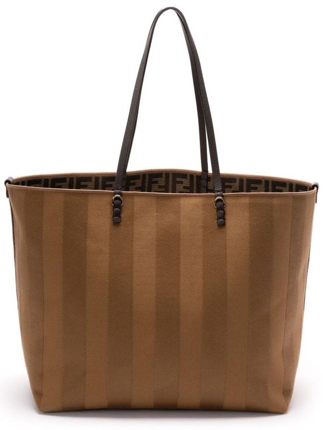 Roll Pequin Stripe Large Tote Bag Beige - FENDI - BALAAN 6