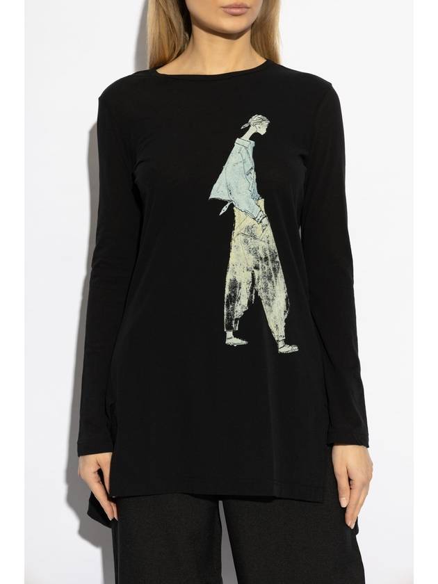 Yohji Yamamoto Printed Top, Women's, Black - YOHJI YAMAMOTO - BALAAN 3